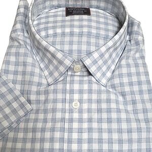 UNTUCKit Clarke Shirt Men's 2XL Blue White Check Short Sleeve Button Up Cotton